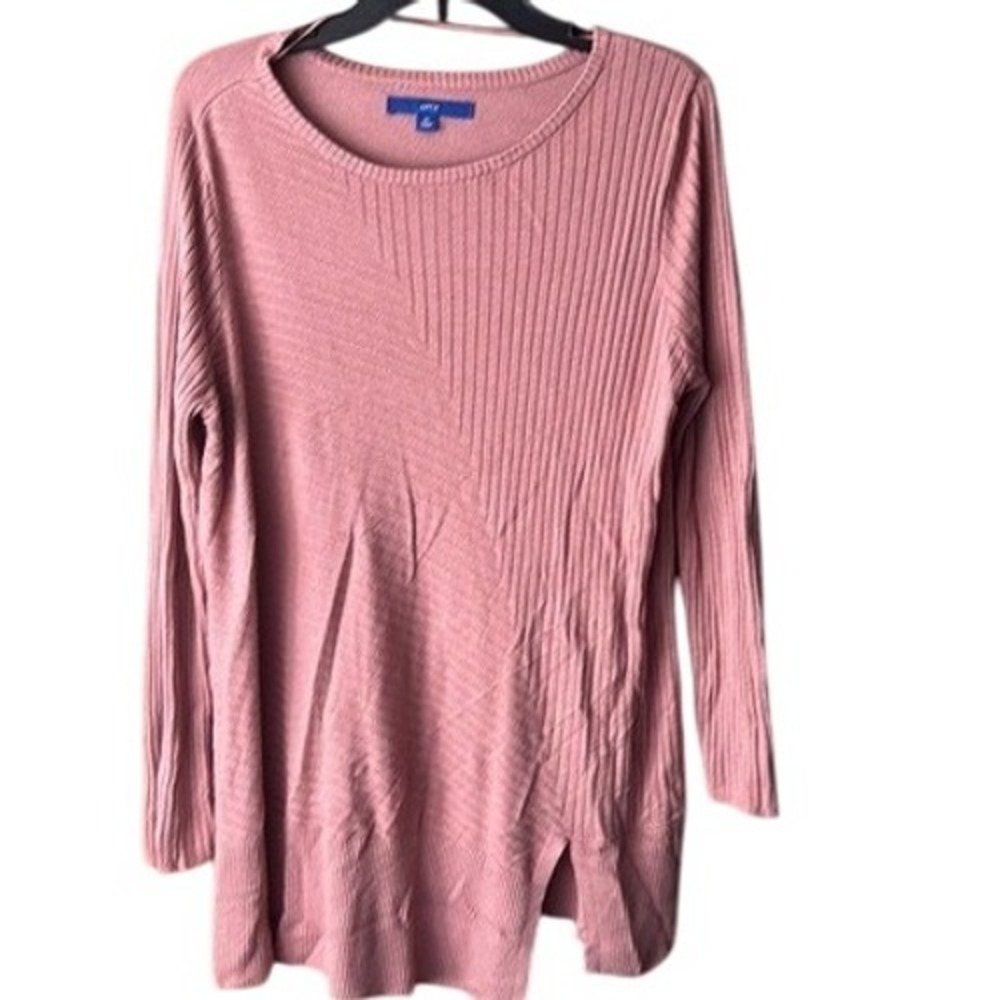 Apt. 9 XL‎ Tunic Top Ribbed Knit Long Sleeve Side Slit Mauve Pink